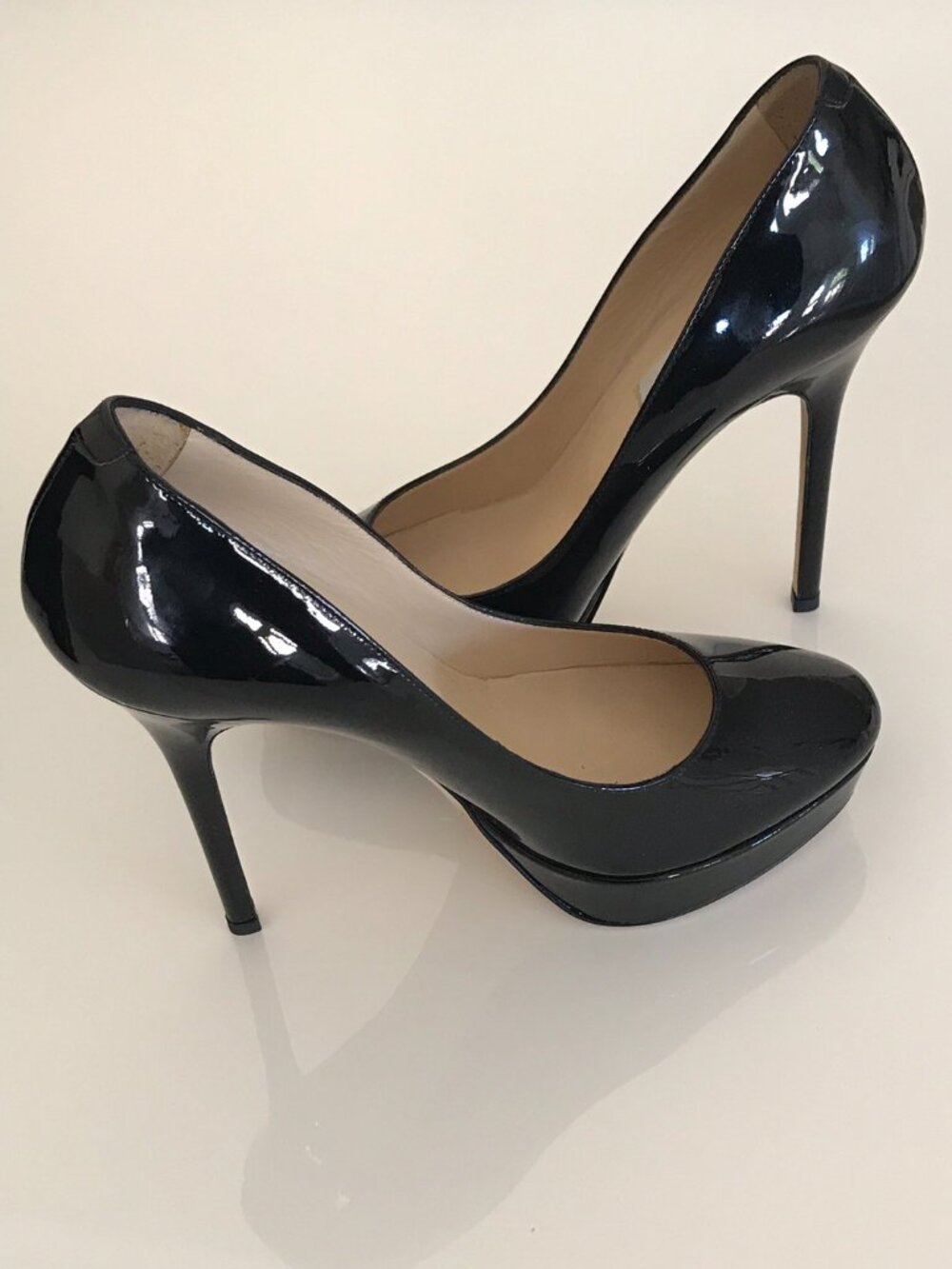 JIMMY CHOO Cosmic Black Patent Pump Heels - Picture 7 of 8